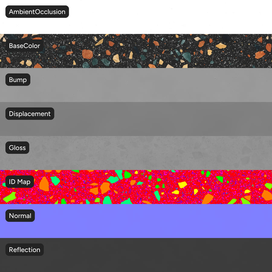 Rainbow Speckled Honed Slab Large Chips Terrazzo Texture