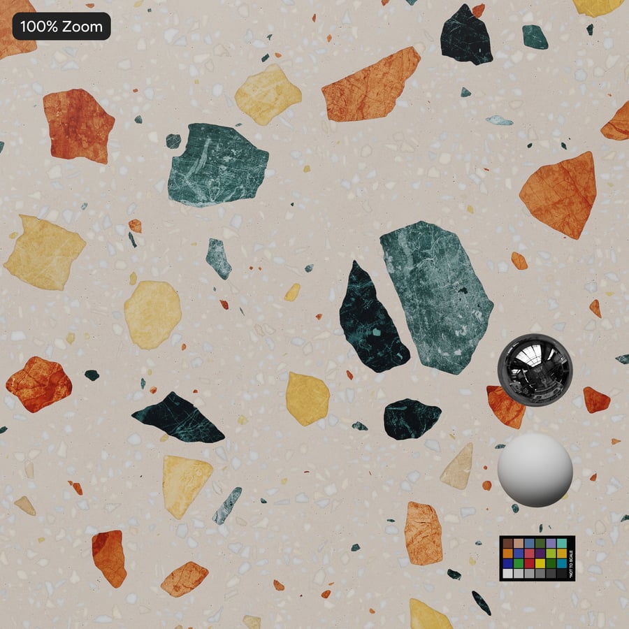 Rainbow Speckled Honed Slab Large Chips Terrazzo Texture