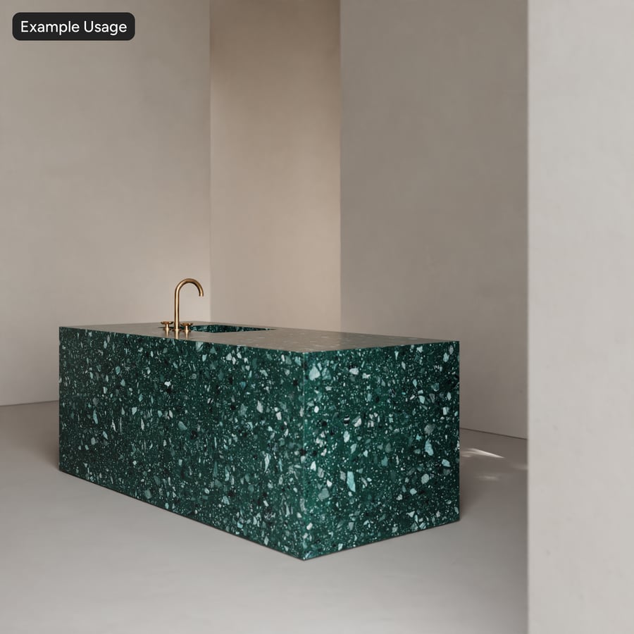 Honed Slab Small Chips Terrazzo Texture, Dark Green
