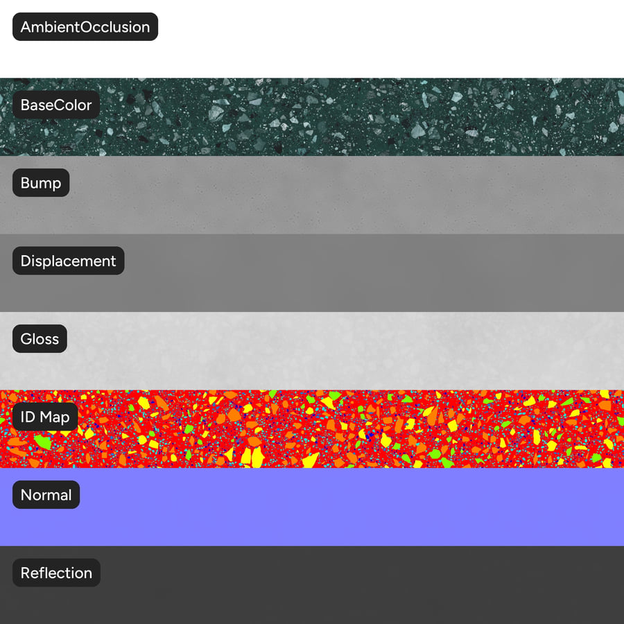 Honed Slab Small Chips Terrazzo Texture, Dark Green