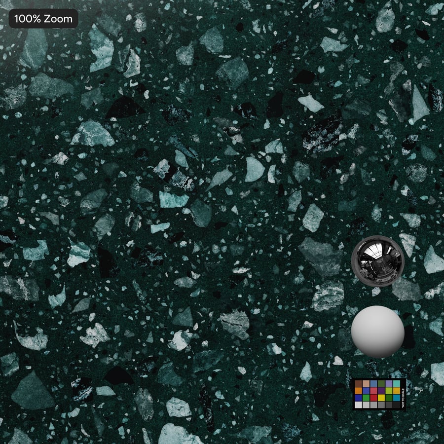 Honed Slab Small Chips Terrazzo Texture, Dark Green