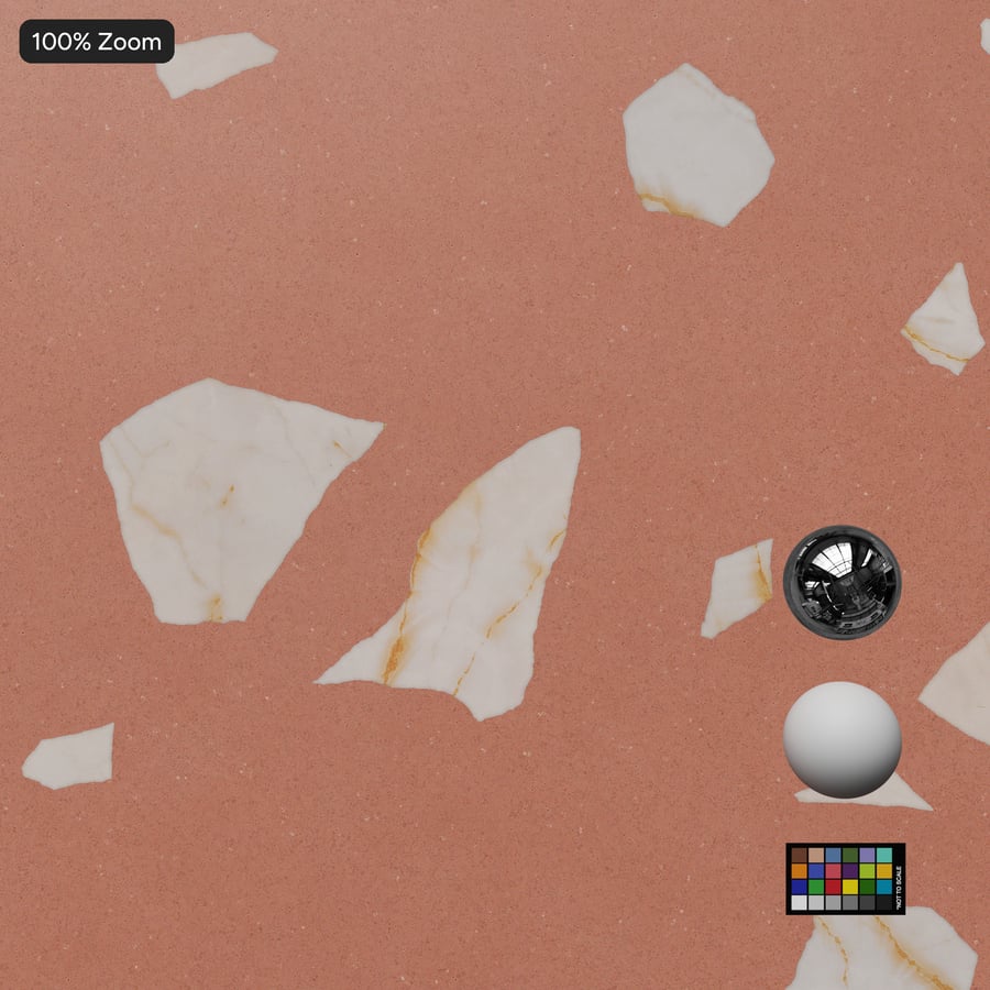 Matte Slab Large Chips Terrazzo Texture, brzoskwiniowo-kremowy