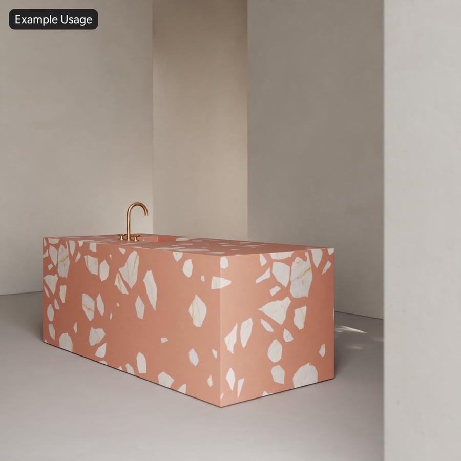 Matte Slab Large Chips Terrazzo Texture, brzoskwiniowo-kremowy