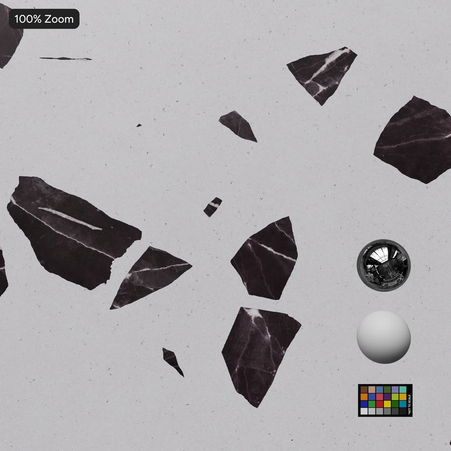 Matte Slab Large Chips Textura Terrazzo, Branco e Preto