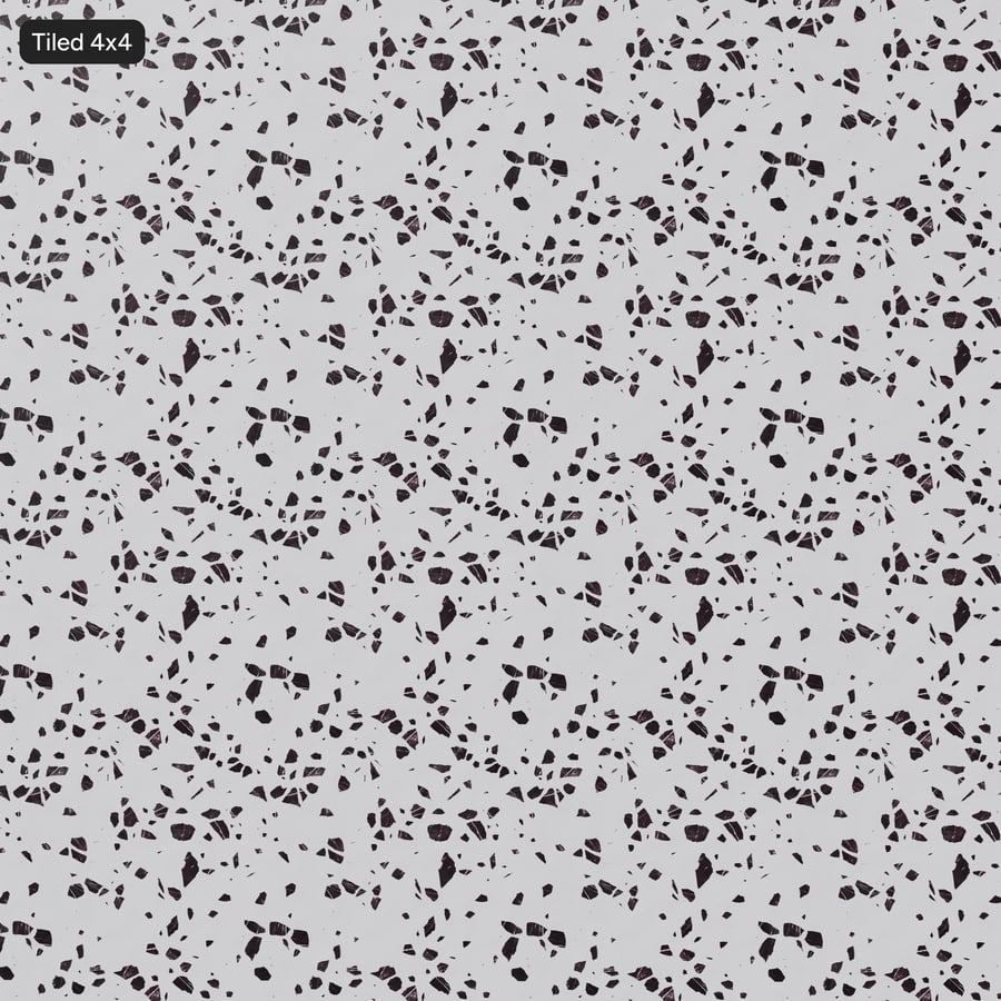 Matte Slab Large Chips Textura Terrazzo, Branco e Preto