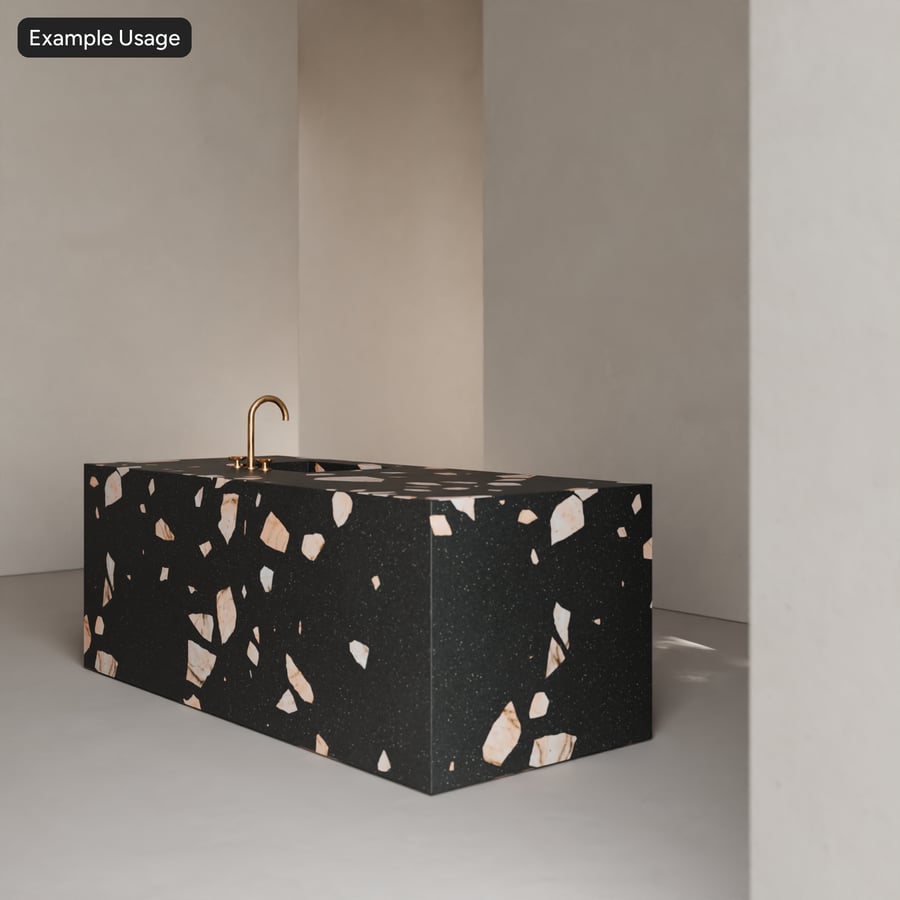 Matte Platte Große Späne Terrazzo-Struktur, Schwarz &amp; Pfirsich