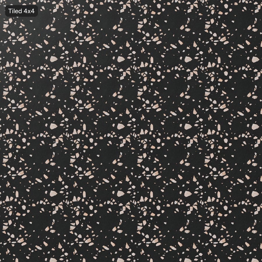 Matte Platte Große Späne Terrazzo-Struktur, Schwarz &amp; Pfirsich