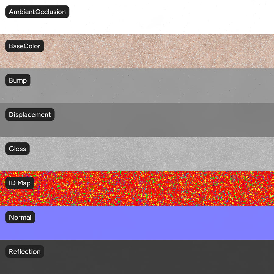 Geschliffene Platte Standard Terrazzo Textur, Blasser Pfirsich