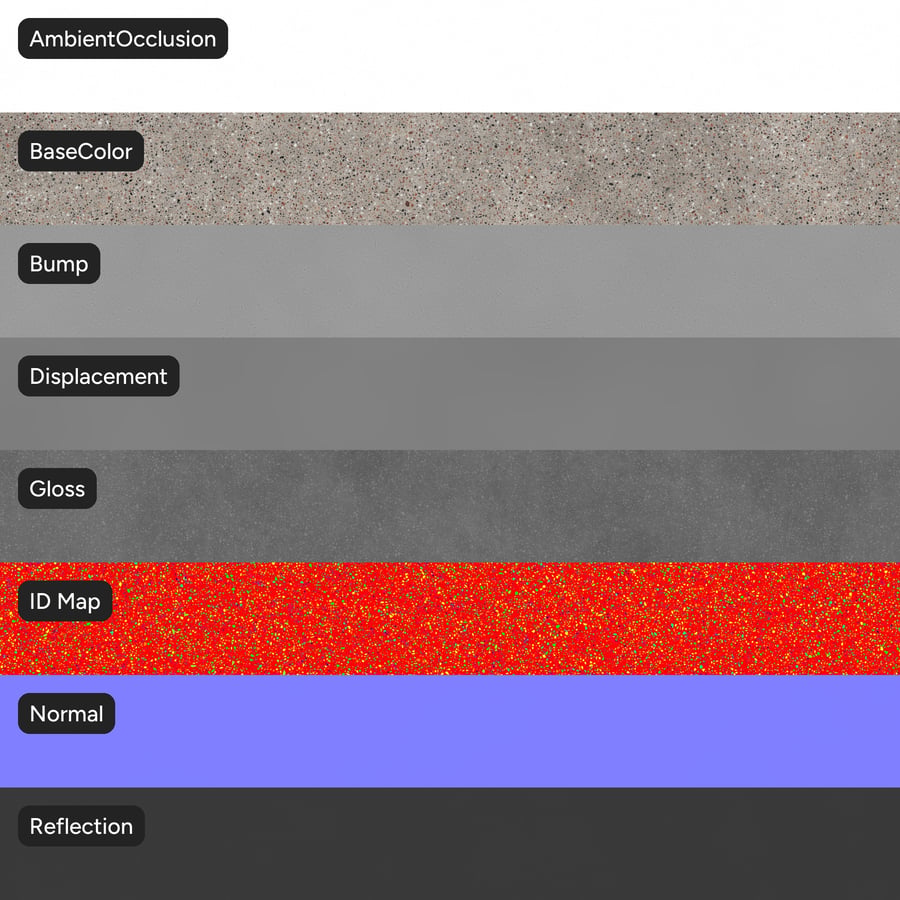 Matte Platte Standard Terrazzo Textur, Grau