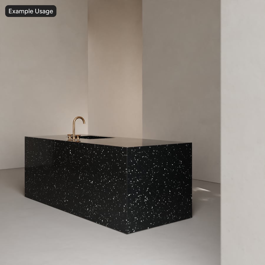 Laje polida Textura padrão Terrazzo, preto