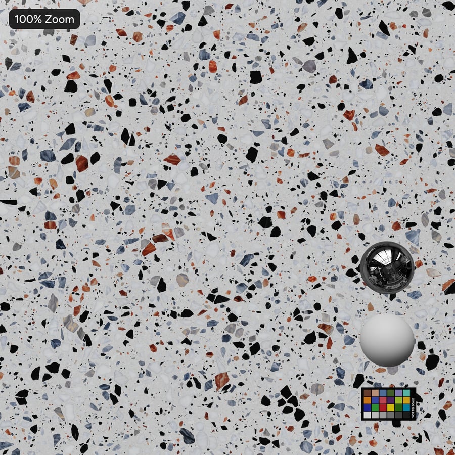 Laje amaciada Textura Venetian Terrazzo, Branco