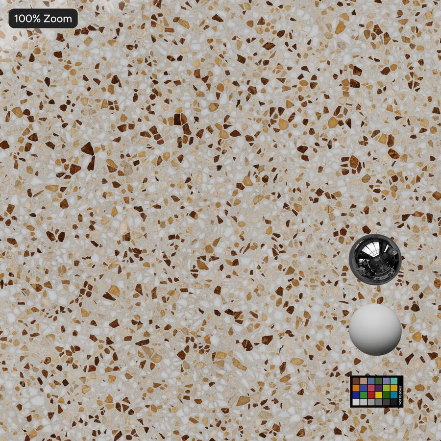 Laje polida Textura Venetian Terrazzo, Bege