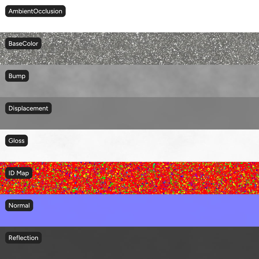 Polished Slab Venetian Terrazzo Texture, Gray