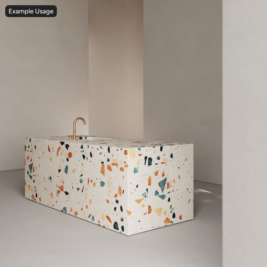 Négyzet alakú Terrazzo matt csempe textúra, foltos krémszínű