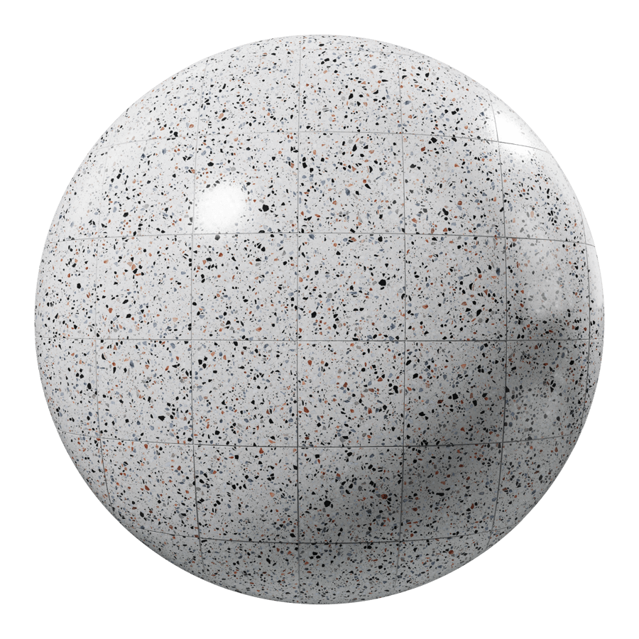Speckled Square Terrazzo Glossy Tile Texture, Gray