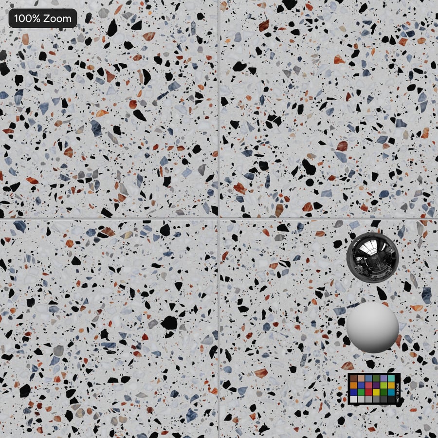 Tekstur Ubin Terrazzo Kotak Berbintik Glossy, Abu-abu