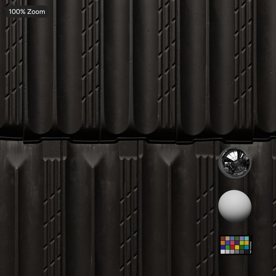 French Ceramic Roof Tiles Texture, Black