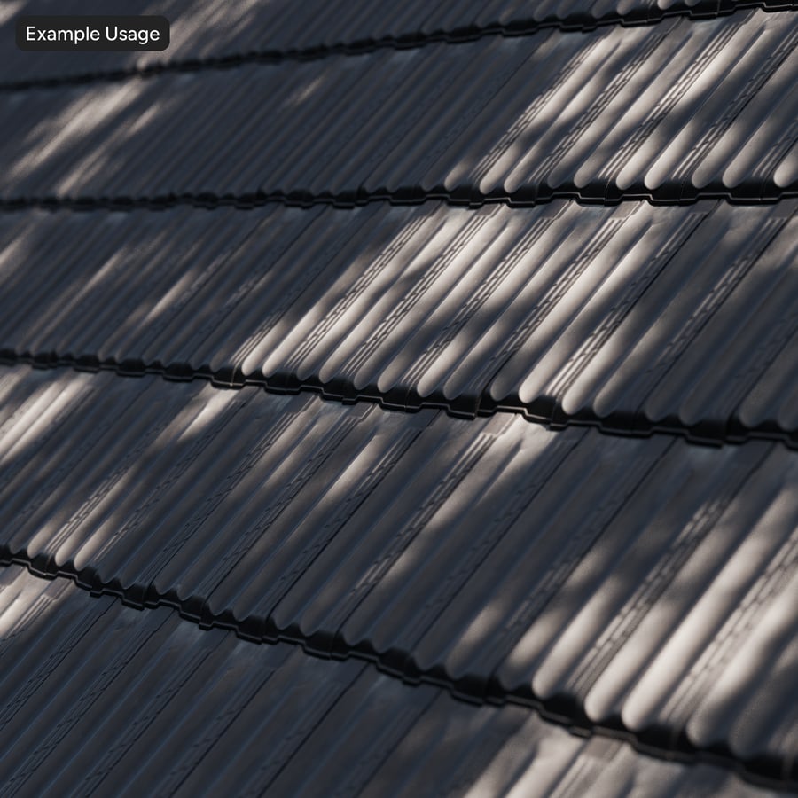 French Ceramic Roof Tiles Texture, Black