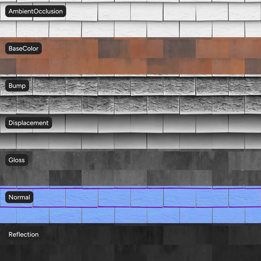Clay Roof Tiles Texture, Orange & Gray