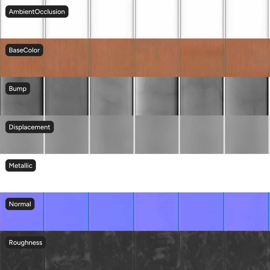 Long Vertical Copper Roof Tiles Texture