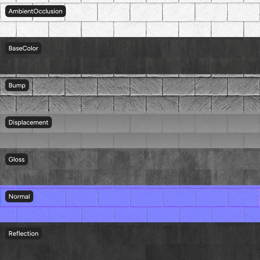 Slate Roof Tiles Texture, Black