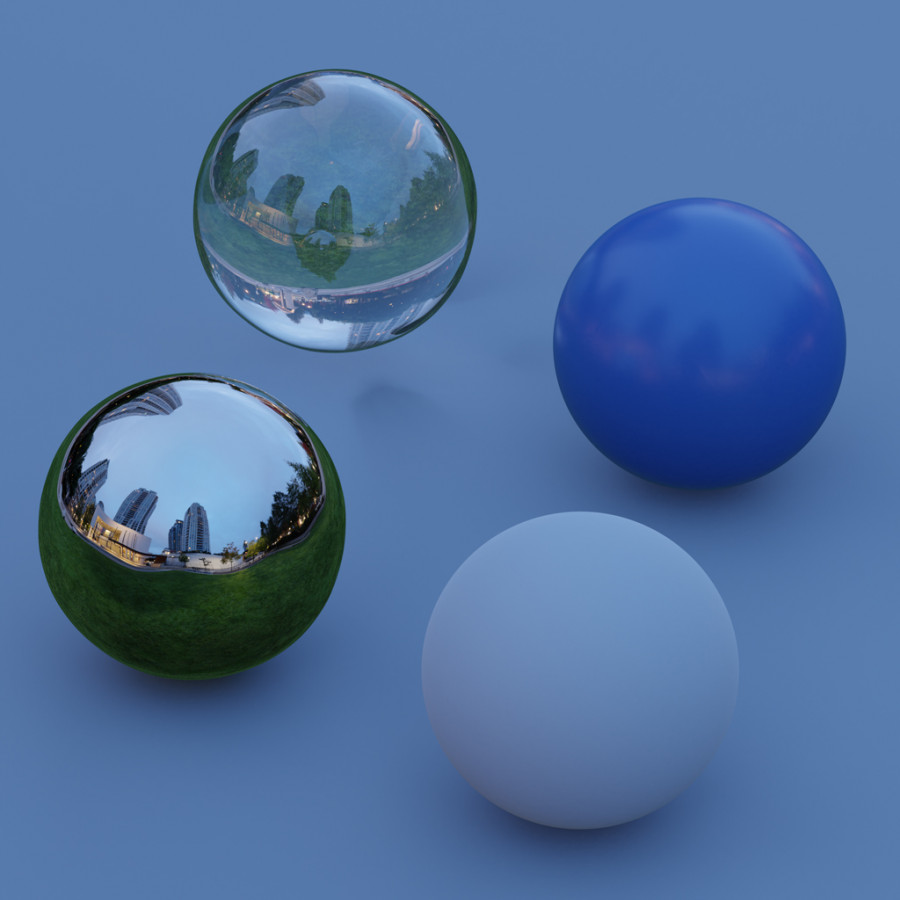 Park miejski, pochmurny wieczór, plener HDRI