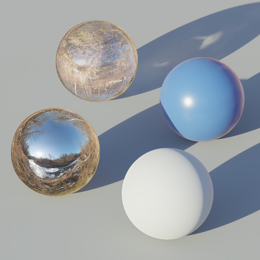 HDRI ngày đông trong trẻo tại con suối đóng băng
