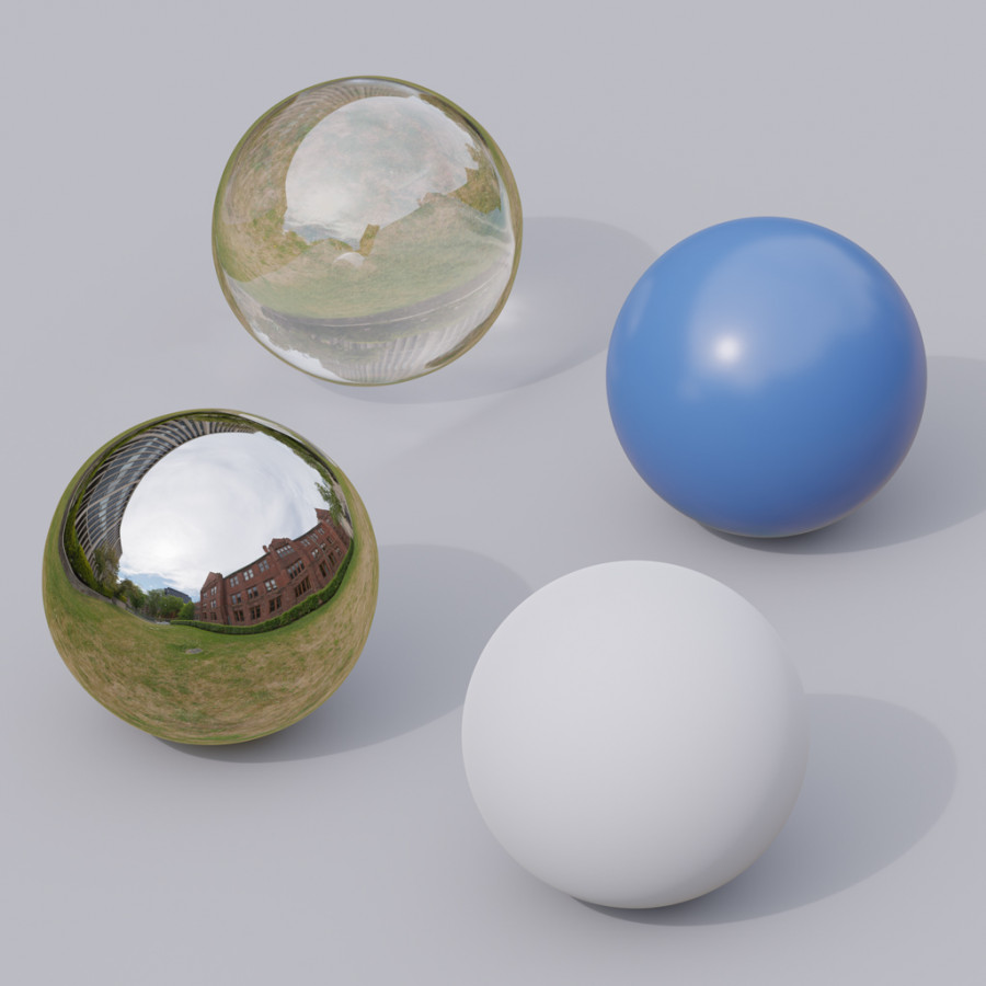 HDRI ngoại cảnh ngày trời âm u tại khuôn viên trường đại học