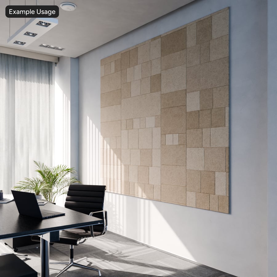 Small Geometric Rectangular Acoustic Panel Texture, Beige