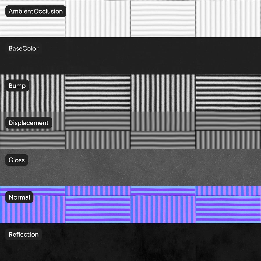 Fluted Foam Acoustic Tile Texture, Black