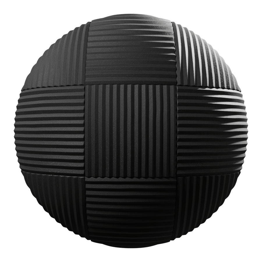 Fluted Foam Acoustic Tile Texture, Black