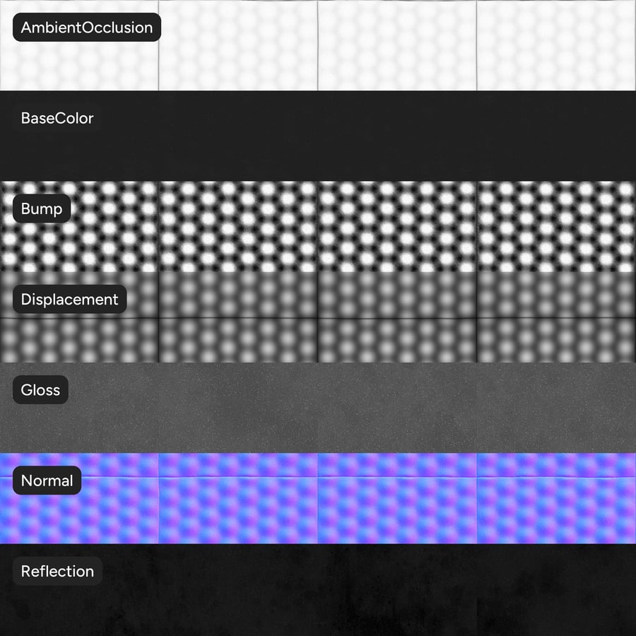 模様入りフォーム音響タイル、黒