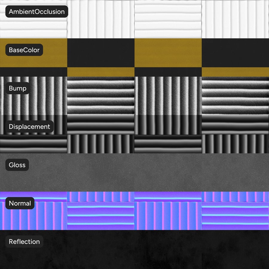 リブドフォーム音響タイル、チェッカーボードイエロー
