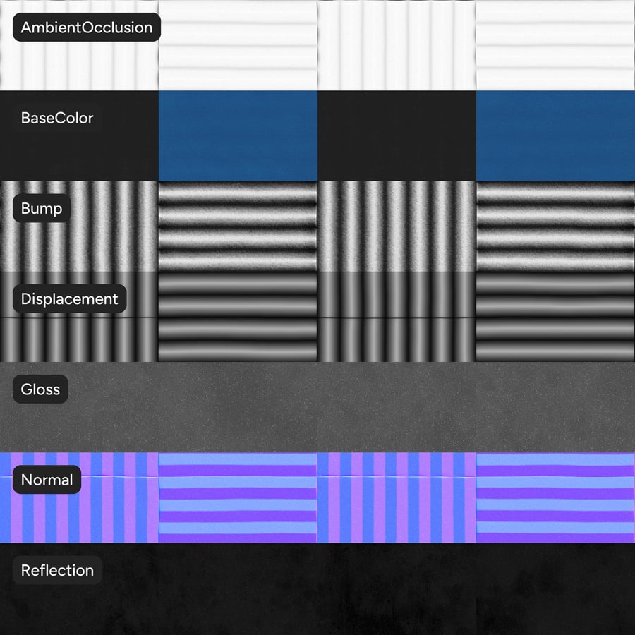 リブドフォーム音響タイル、ブルー