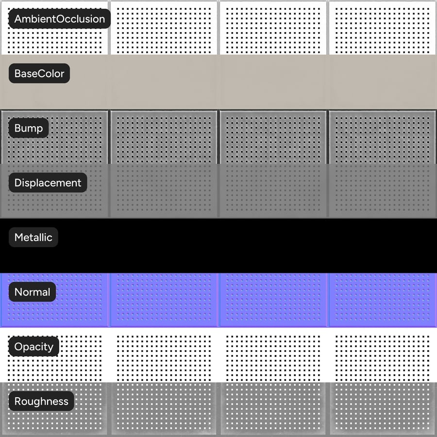 正方形穴あき金属音響タイル、ホワイト