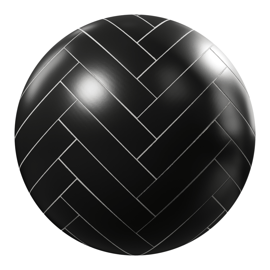 Herringbone Ceramic Matte Tile Texture, Black