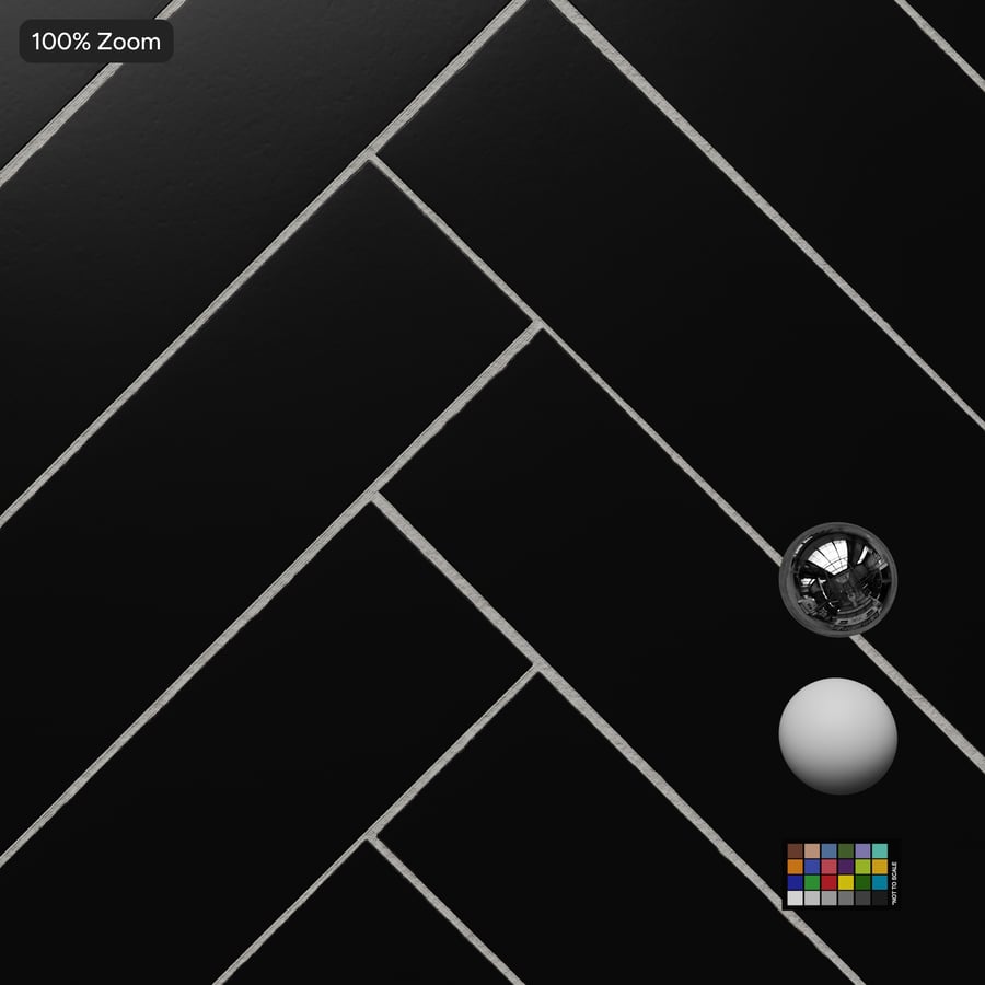 Керамічна матова плитка Herringbone, чорна, з текстурою "ялинка