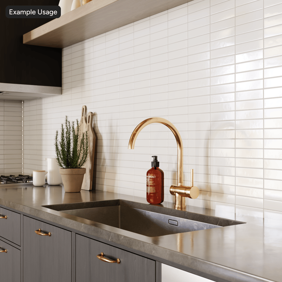Rectangular Ceramic Glossy Tile Texture, White