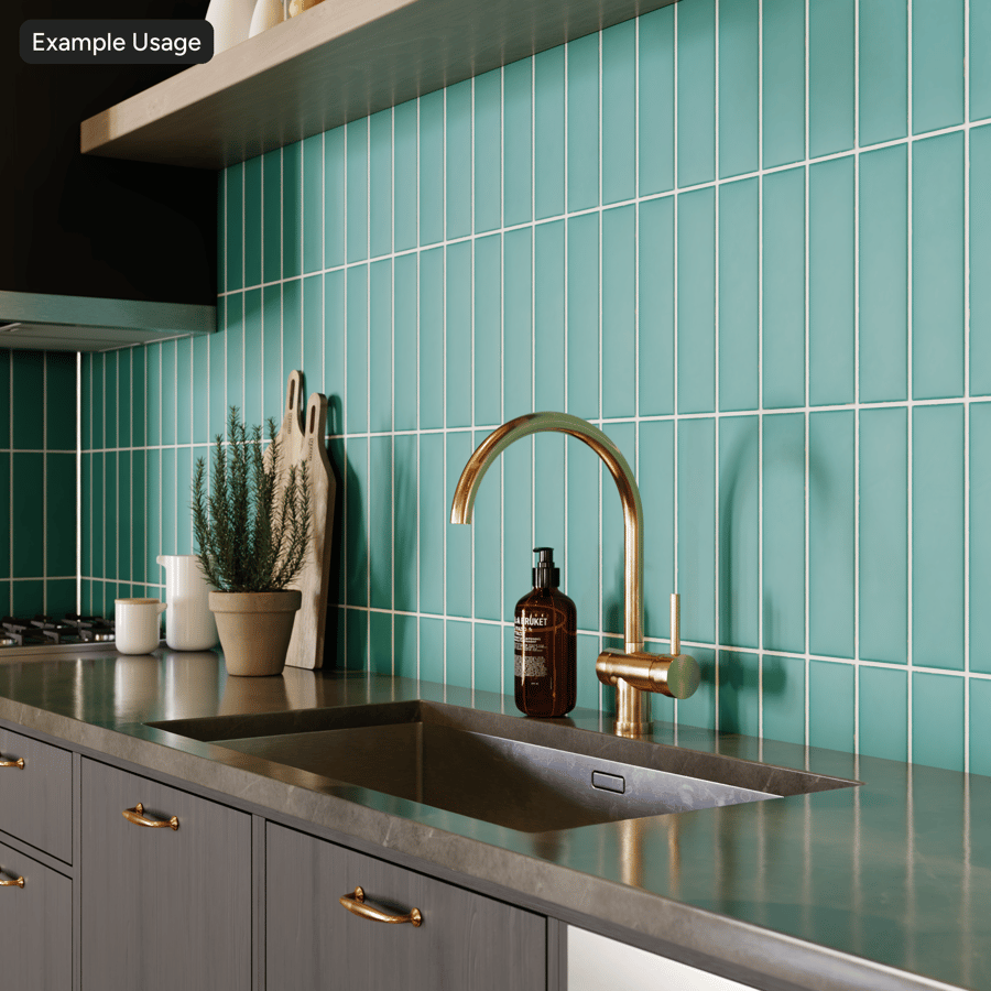 Rectangular Ceramic Matte Tile Texture, Dark Cyan