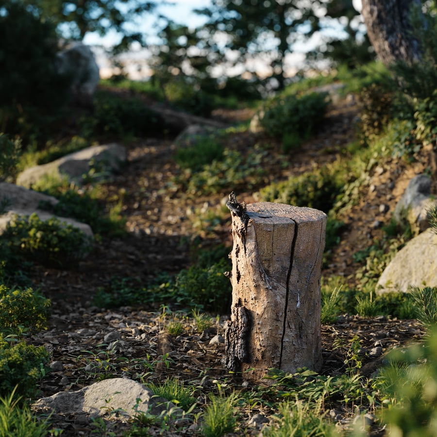 Μοντέλο μέτριας κοπής γυμνού κολοβώματος Split Stump