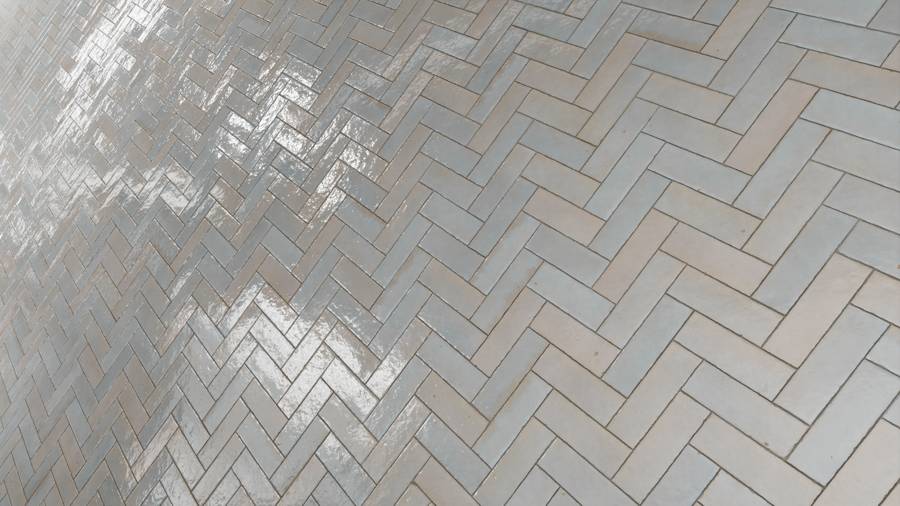 Глянцева плитка Herringbone Zellige текстура, блідо-блакитна