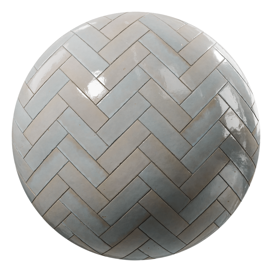 Herringbone Zellige Glossy Tile Texture, Pale Blue
