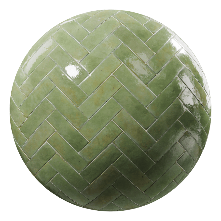 Herringbone Zellige Glossy Tile Texture, Light Green