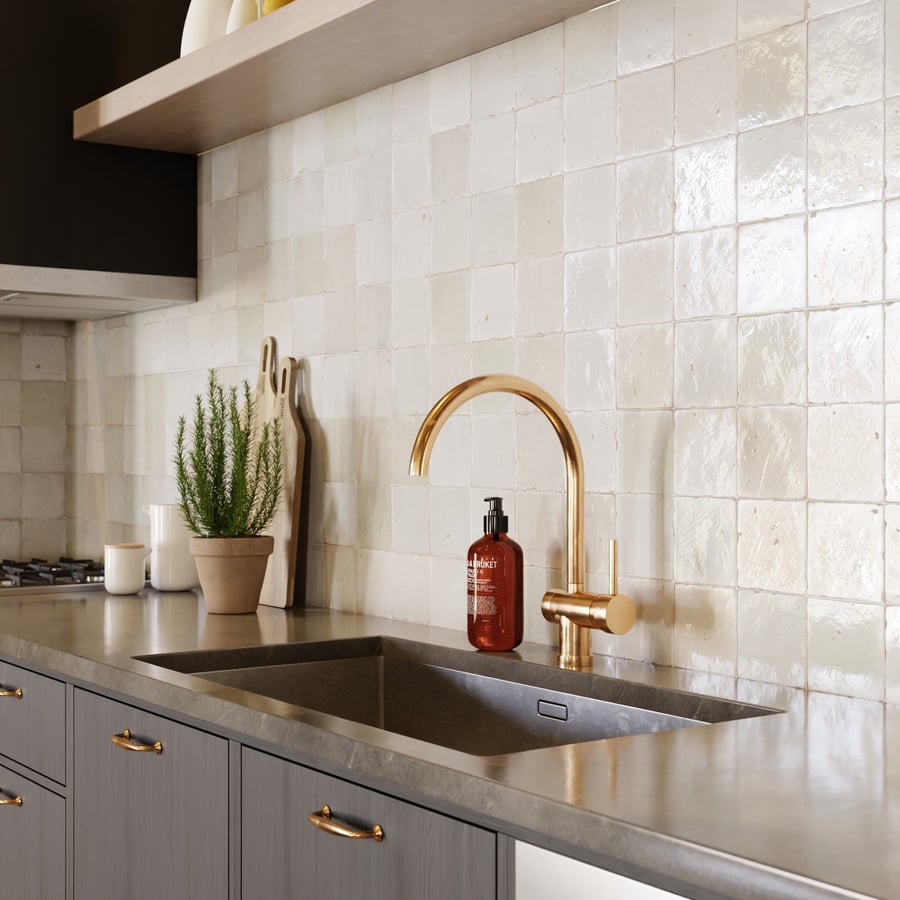 Square Ceramic Glossy Tile Texture, Ivory