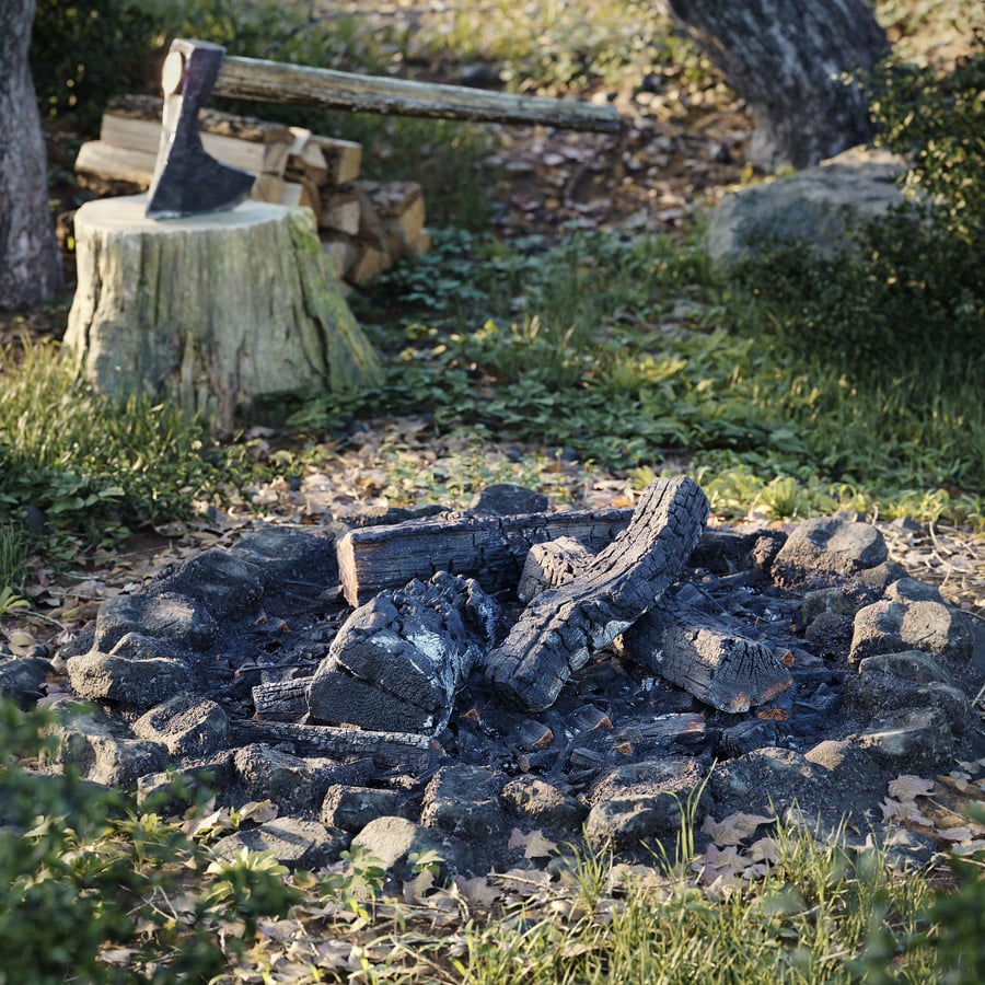Teljesen kiégett, ömlesztett tűzifa modellek gyűjteménye