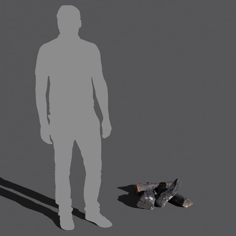 Teljesen kiégett, ömlesztett tűzifa modellek gyűjteménye