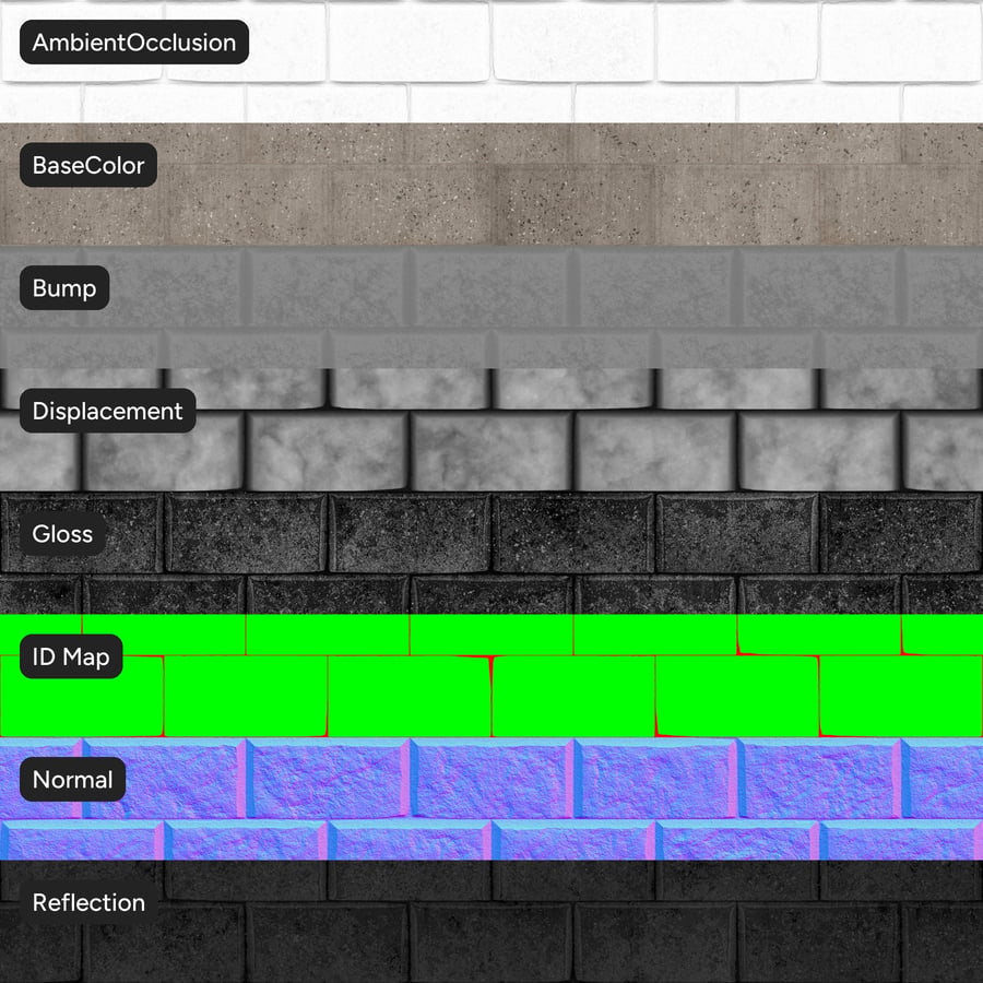 Pitted Running Concrete Block Wall Texture