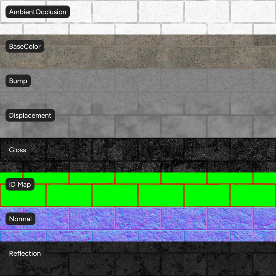Split Face Running Concrete Block Wall Texture, Brown