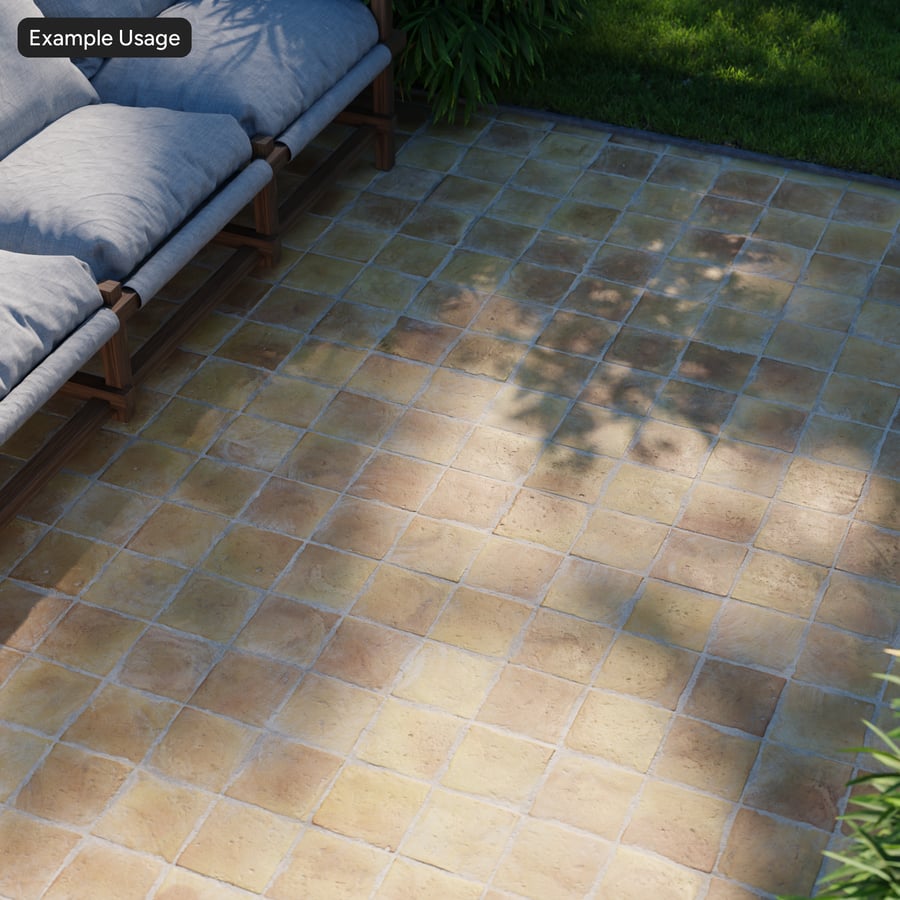 Square Terracotta Raw Tile Texture, Beige