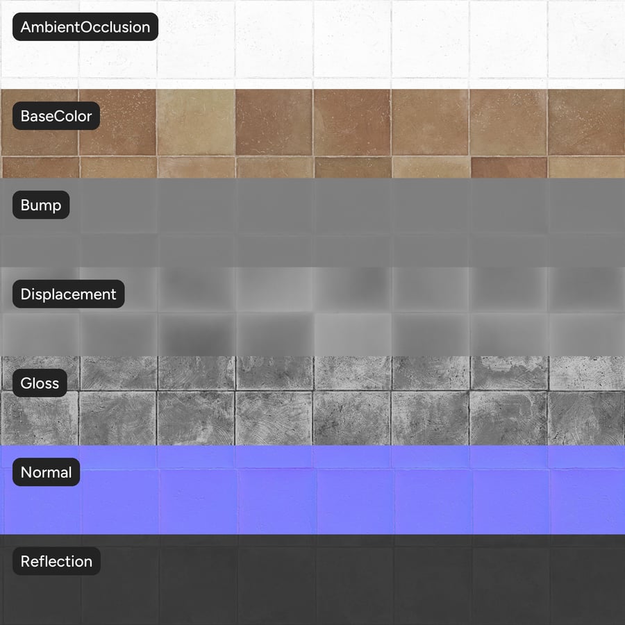 Square Terracotta Matte Tile Texture, Beige